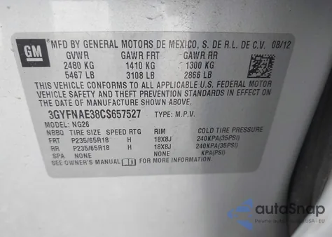 2012 Cadillac Srx Luxury Collection из США, поврежденный, VIN 3GYFNAE38CS657527